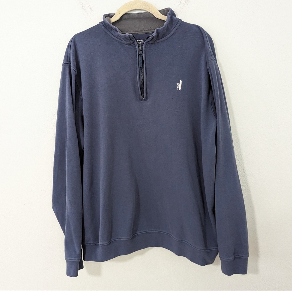 Johnnie-O 1/4 Quarter Zip Pullover Sweatshirt Pima Cotton Pacific Blue Large L